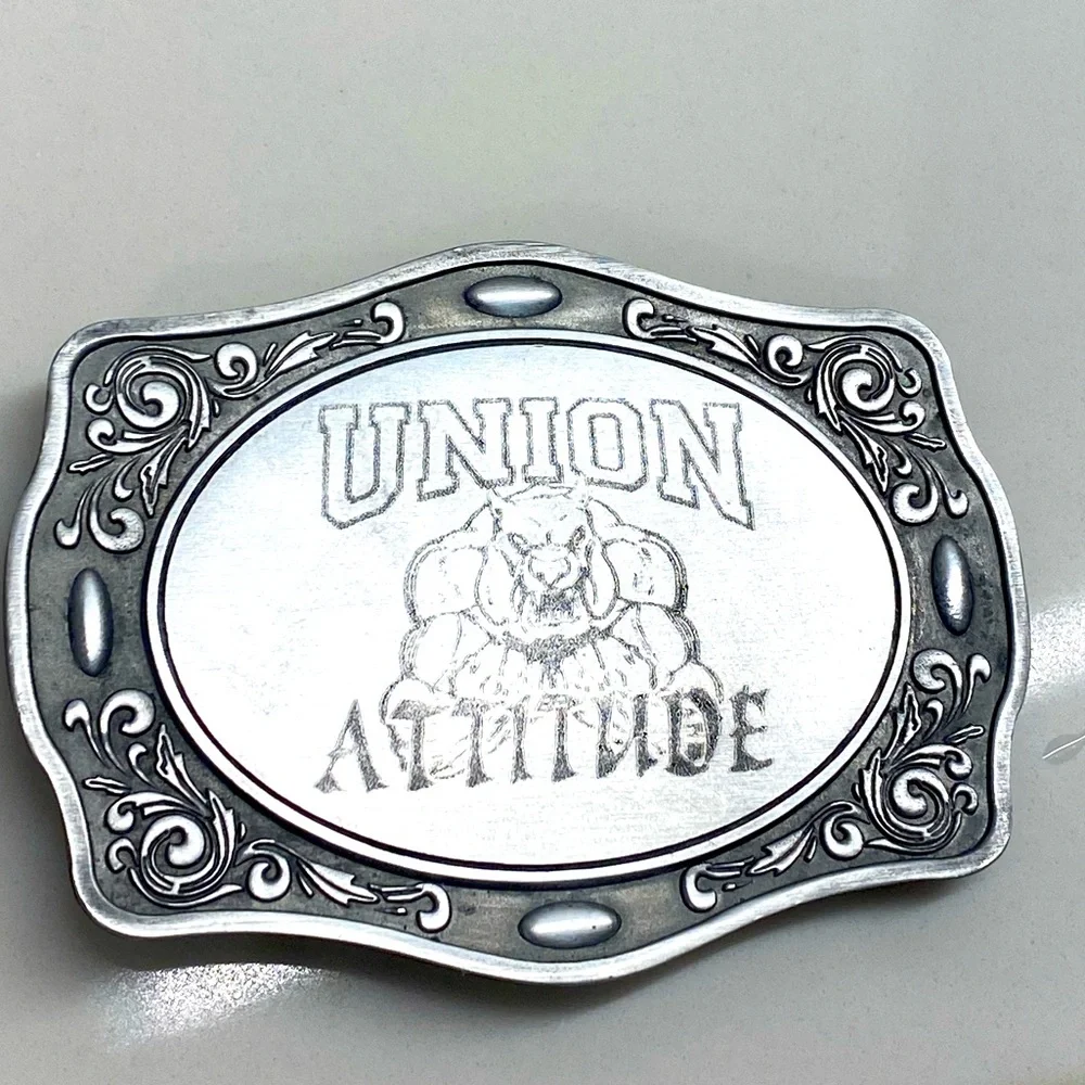 UNION ATTITUDE SILVER BELT BUCKLE